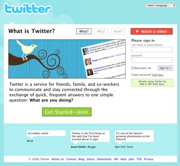 Twitter di tahun 2008