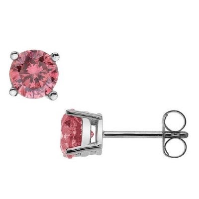 earrings diamond pink stud solitaire carat gold ctw 14k
