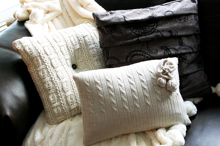 Brassy Apple: Sweater Pillows - challenge/contest/pay it forward!