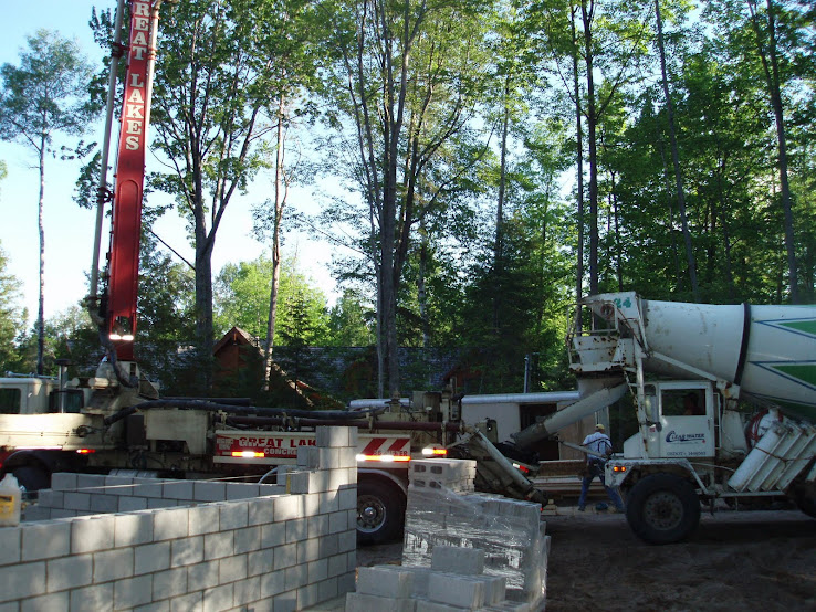 Concrete is loaded into the concrete pump.