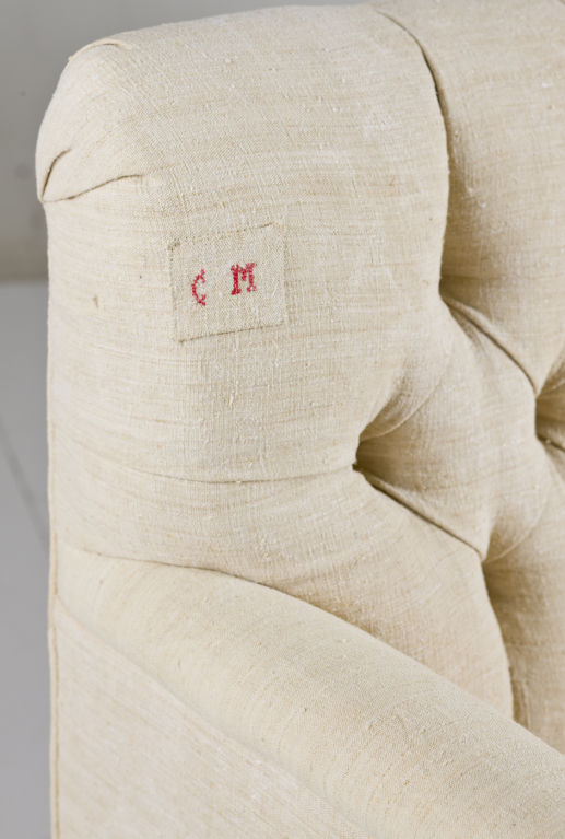 red ticking the best vintage sofa ever...