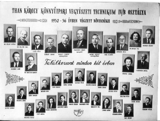Az 1952-56 évben végzett B osztály tablója