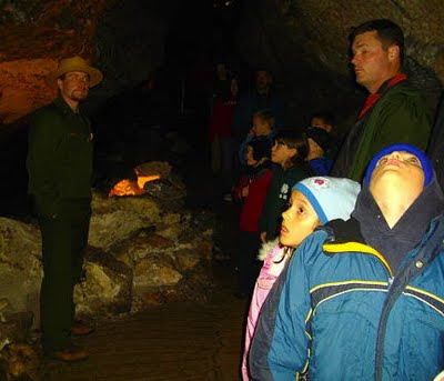 Park Service ranger at Jewel Cave National Monument. Photo by Chas S. Clifton.