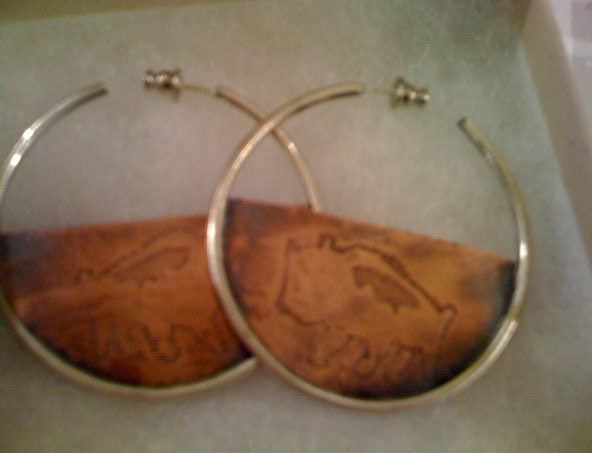 Buffalo copper and silver earings