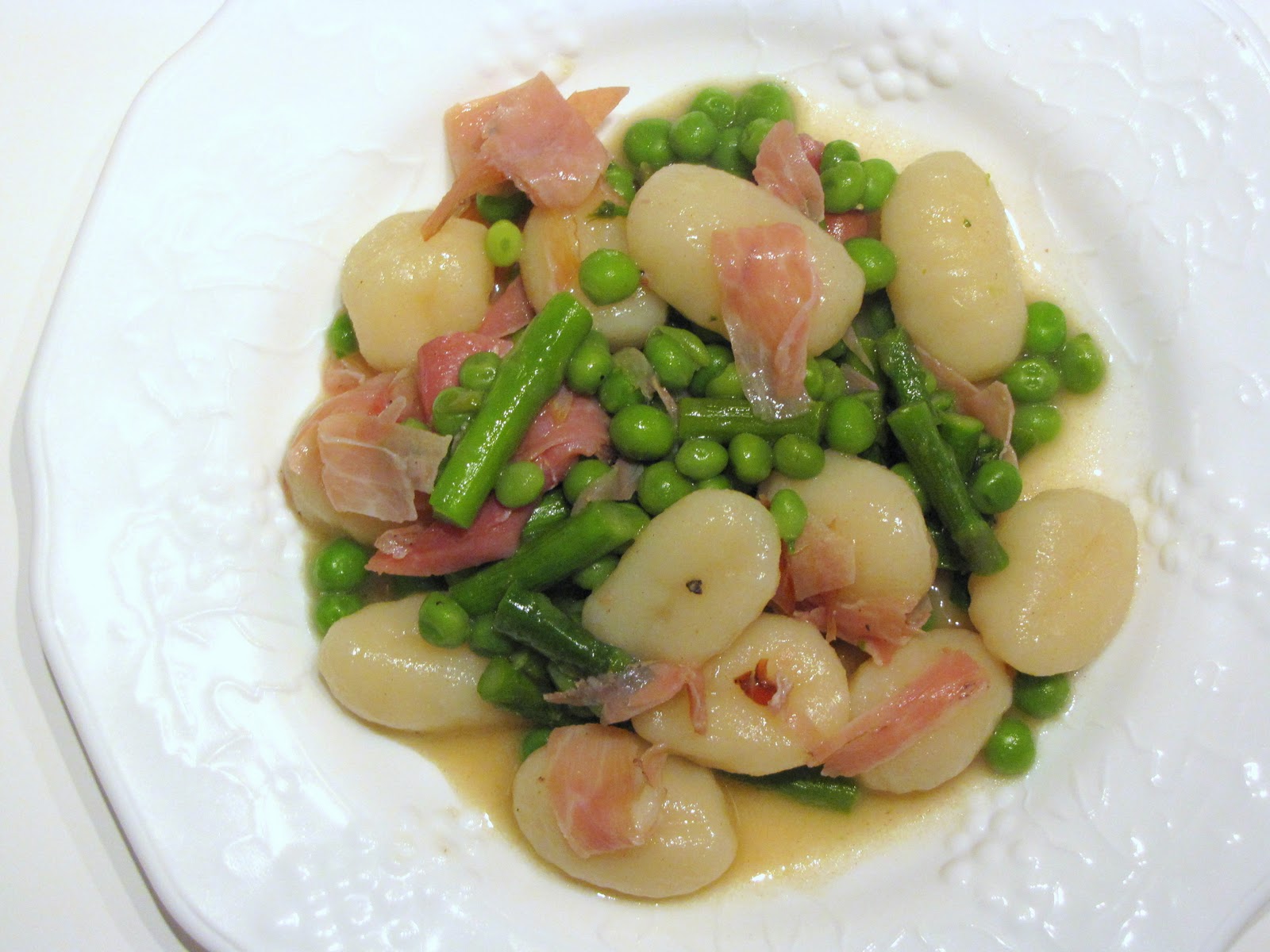 a little of this... {Gnocchi with Peas and Prosciutto} & {Apple Crumble}