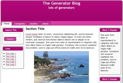 The Generator Blog: Web Design Template.