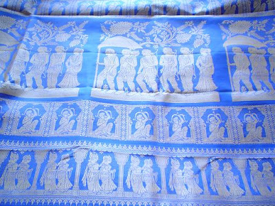 saris produced in British times show the influence of European motifs. saris produced in British times show the influence of European motifs.