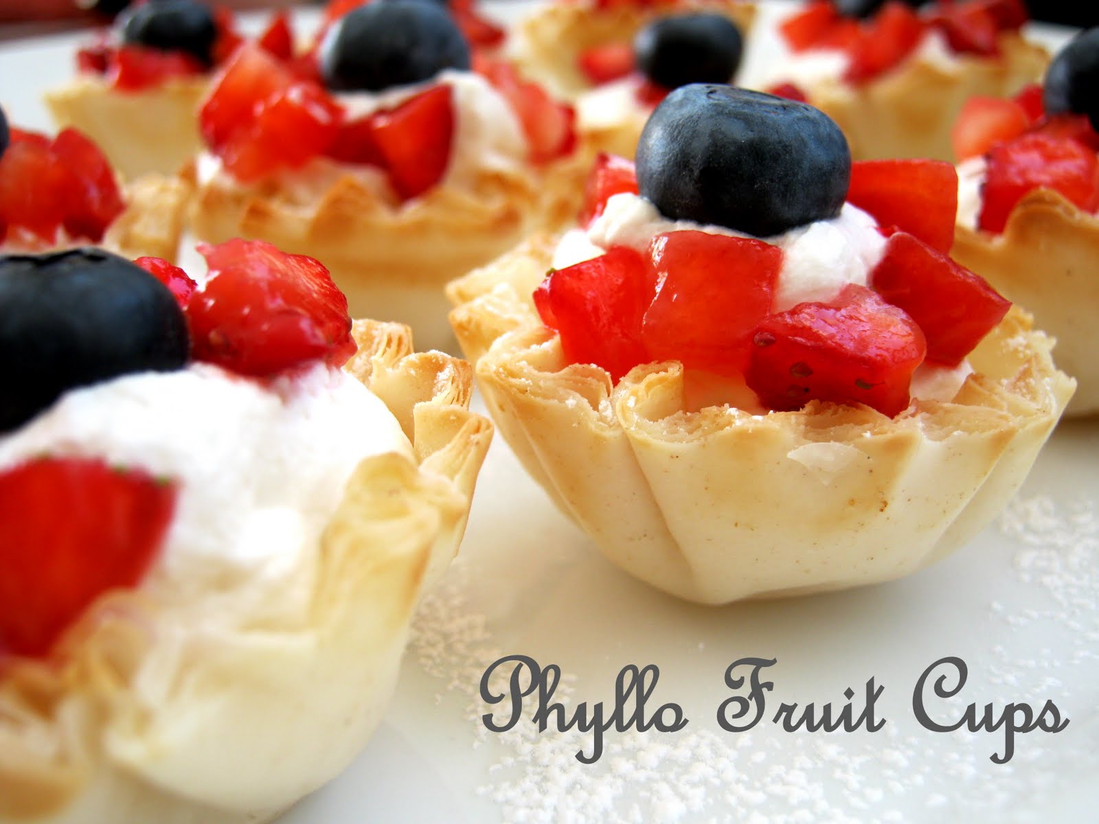 Superbowl Party Phyllo Fruit Cups with Homemade Whipped Cream Alica