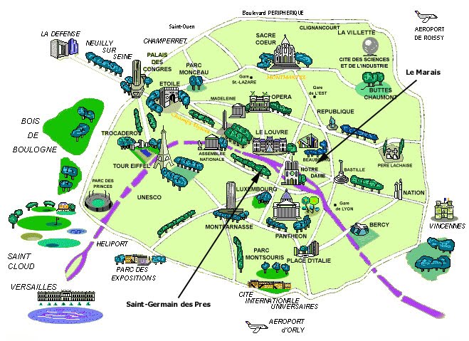 tourist paris map guide