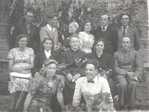 My Father (sits on the right) with others Catholics, Nowy Pohost, 1940
