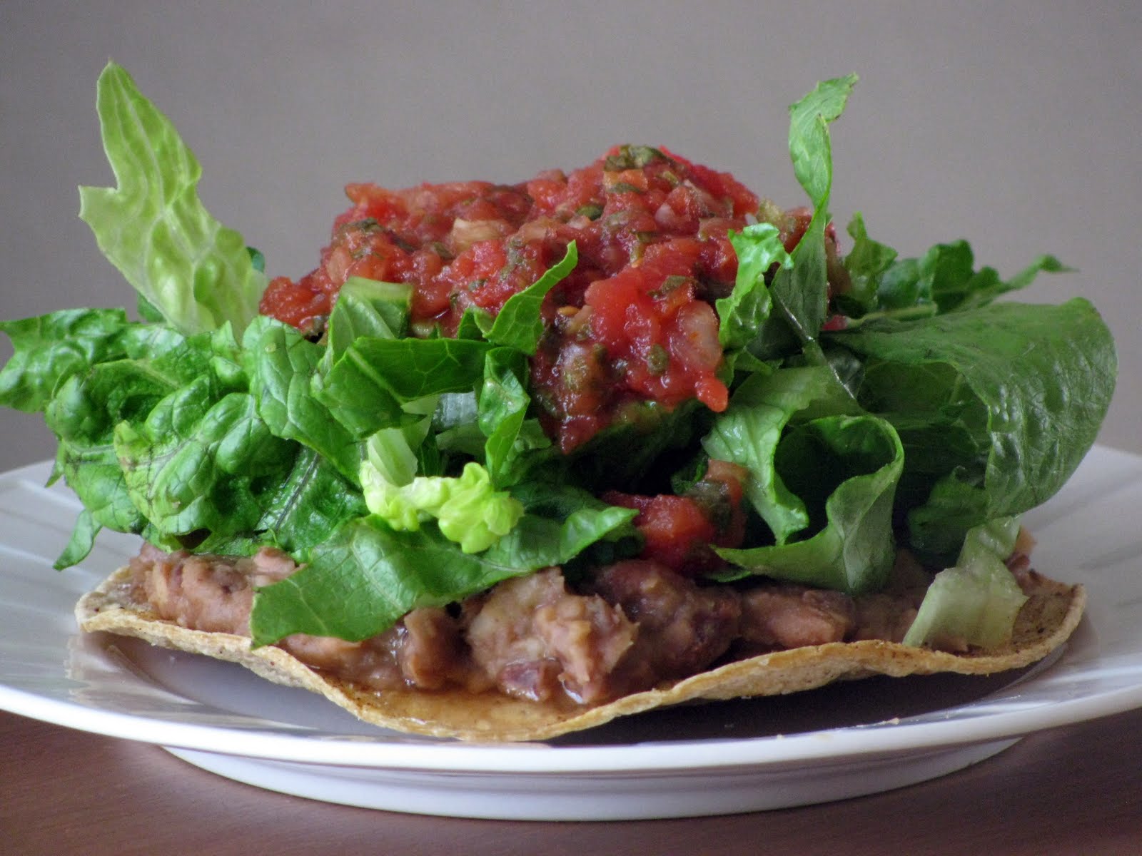 Little House of Veggies Tostadas with amazing refried beans