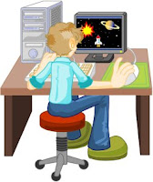 boy working at computer