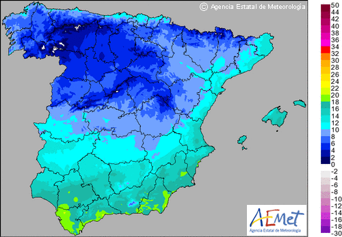 Temperaturas máximas viernes 25