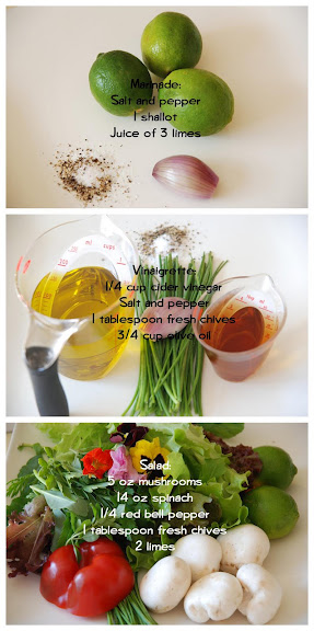 Salade de Poulet aux Epinards (Spinach Salad with Chicken) mise en place