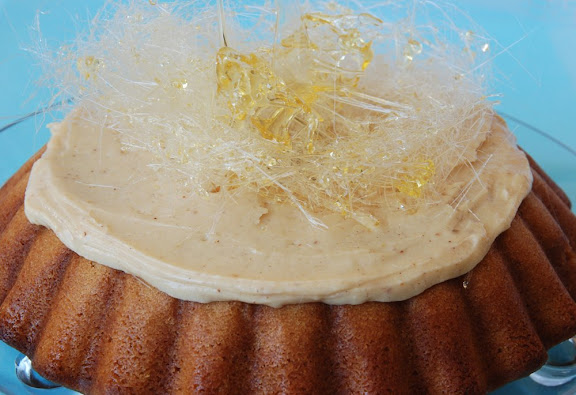 Caramel Cake with Caramelized Butter Frosting, Caramels and Spun Sugar
