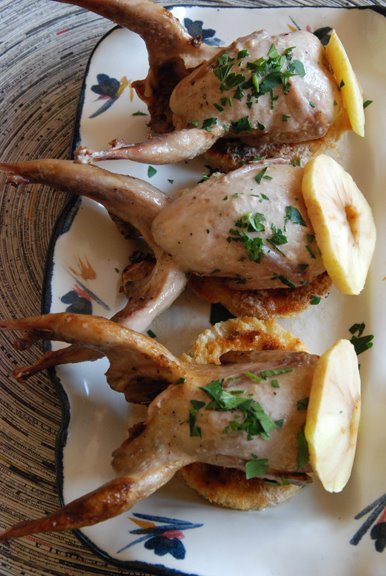 Cailles à la Normande (Quail with Cream and Apples)