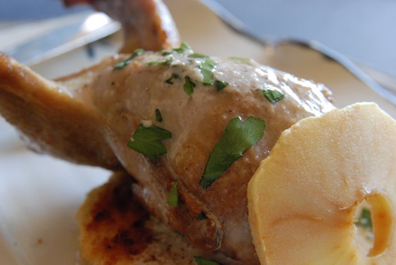 Cailles à la Normande (Quail with Cream and Apples)