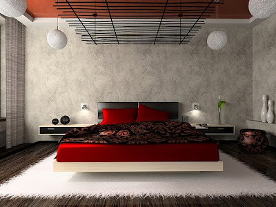 Luxurious Bedroom In Red