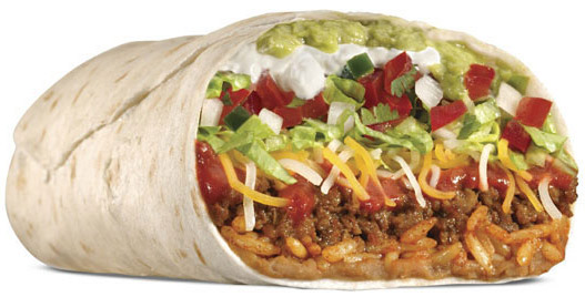 With a...a...burrito? Was it?