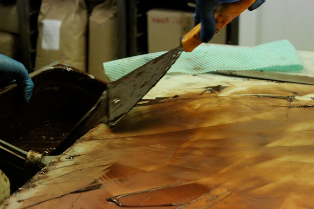 tempering chocolate, Scraping it off the marble