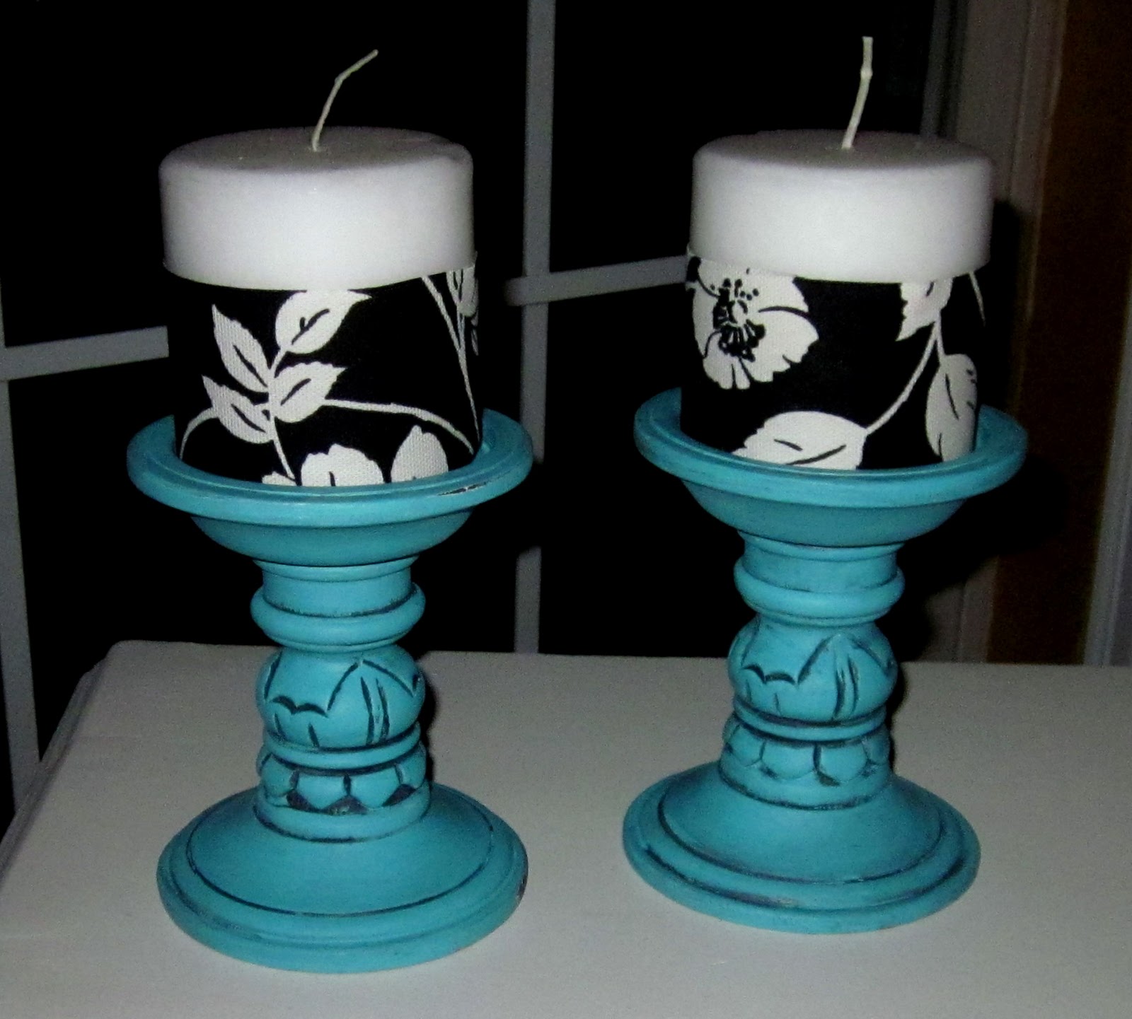 Uniquely Chic Furniture Turquoise Chunky Candle Holdrers