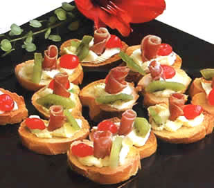 Canapé de kiwi y jamón recetas