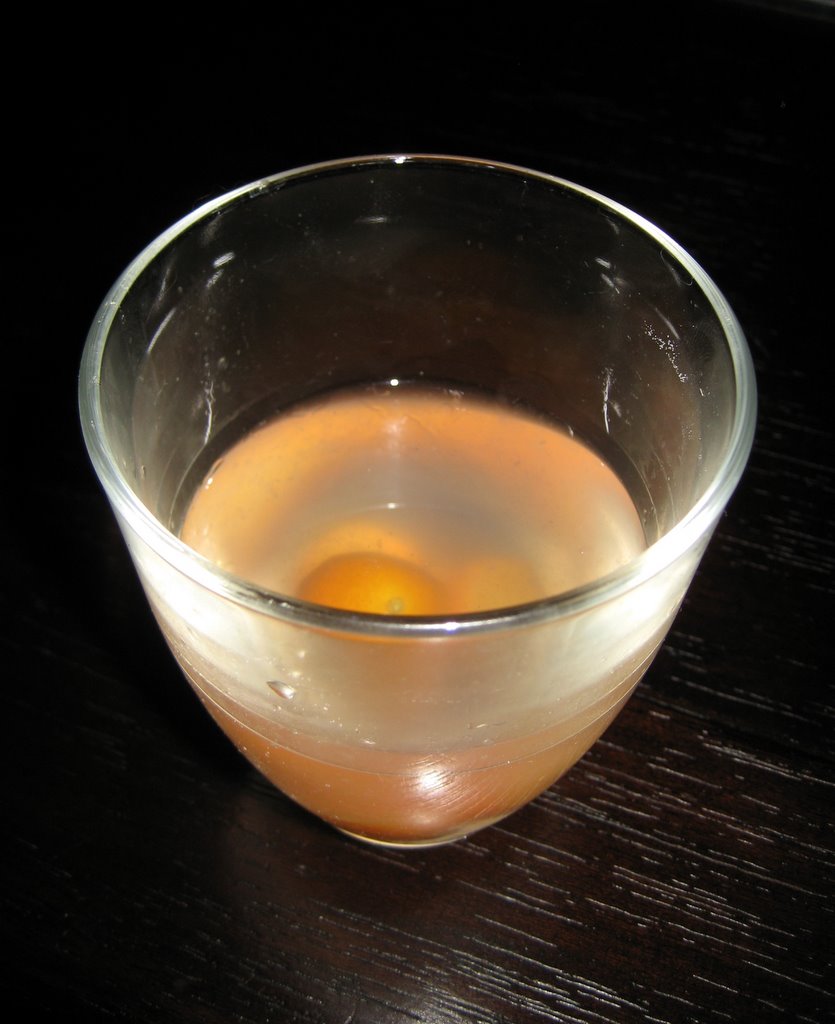 raw eggs, vodka, and kumquats