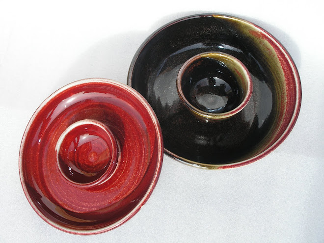 Oxblood Red  and Temoku Brown over Oxblood Red