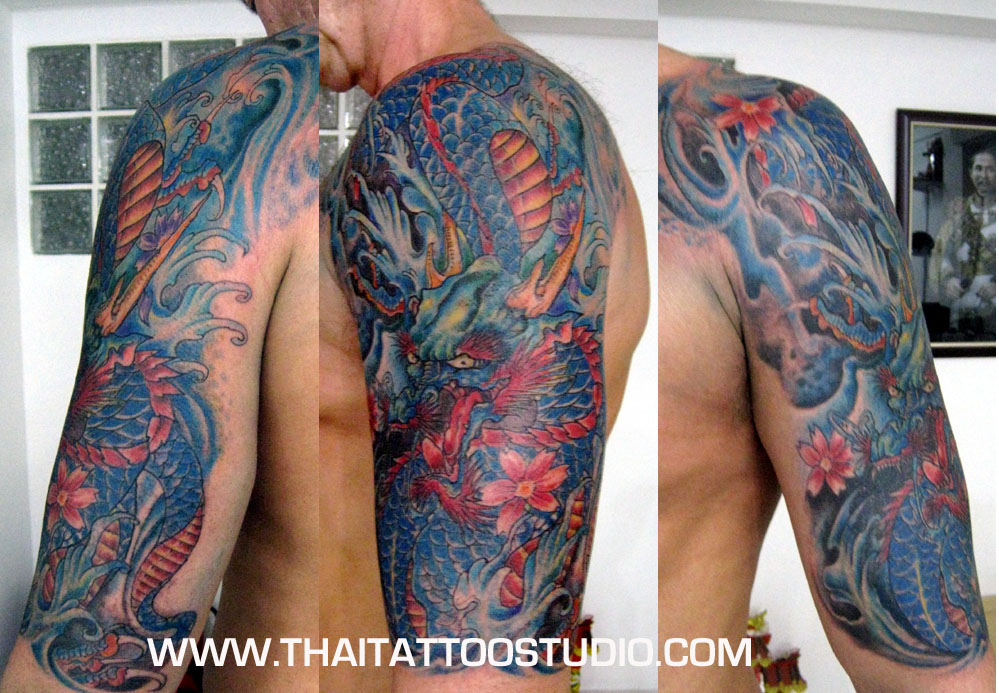 Blue dragon arm sleeve tattoo. Diposkan oleh hilman di 10.10