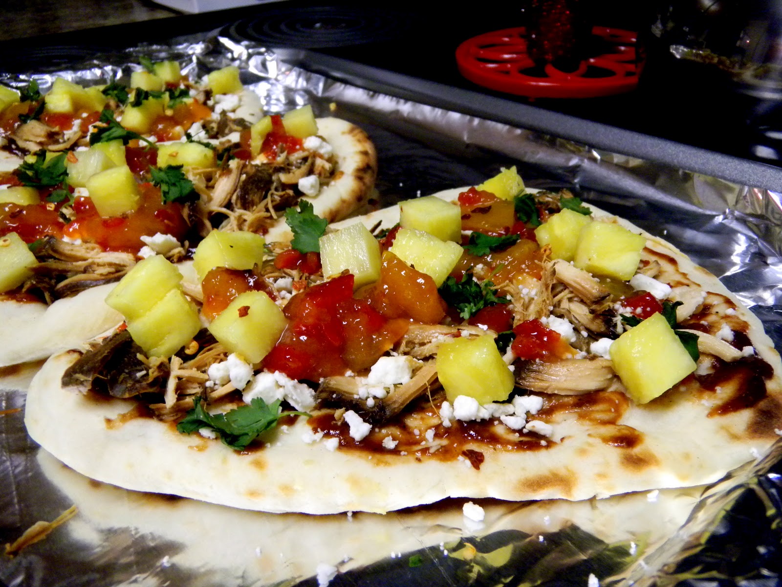 Jammin' in the Kitchen Mango Chutney Pineapple Barbecue Chicken Naan Pizza