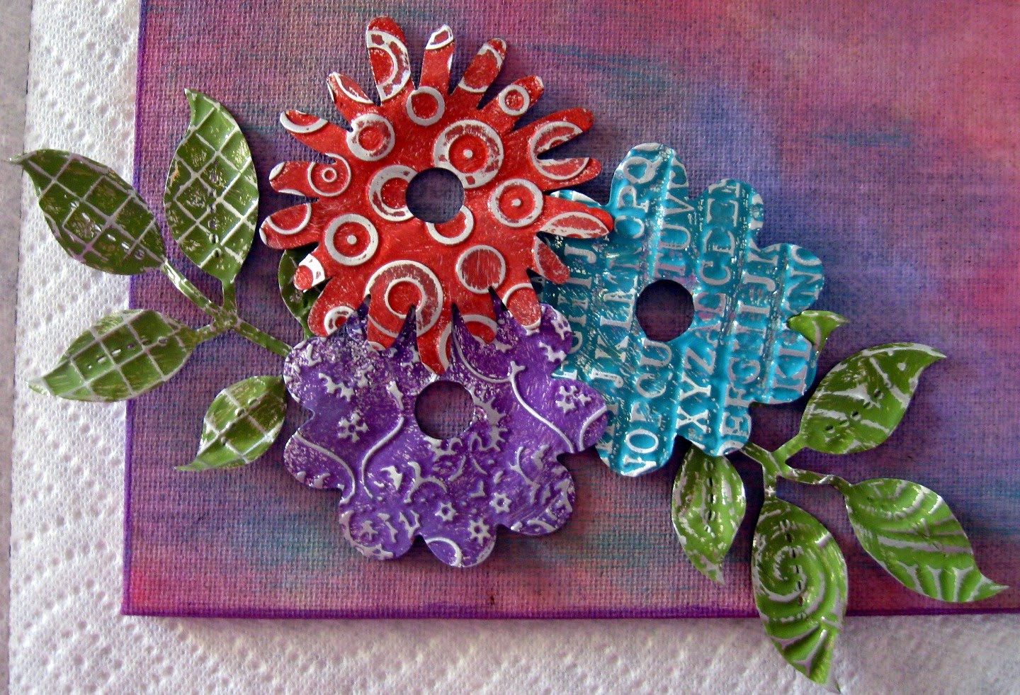 The Artful Mama More Embossed Metal..... Purty Flowers