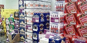 Rows of beer boxes at Majestic