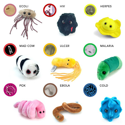 peluches de microbios