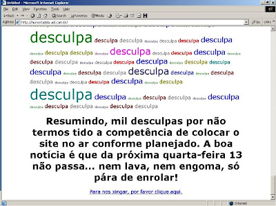 Screenshot do verdadeiro site do Humortadela, que está com problemas.