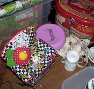 Two more pincushions - a 'chair' and magnetic pin holder