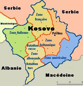 carte KFOR du Kosovo