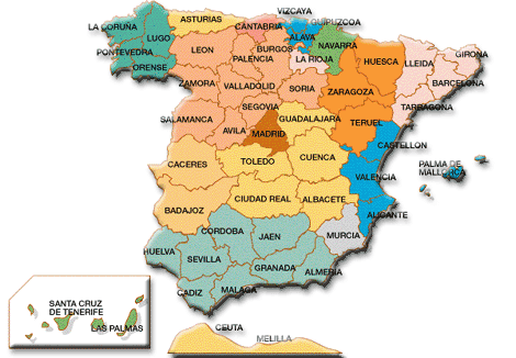 Tema 12 Conocimiento del Medio: mapa político mudo de España