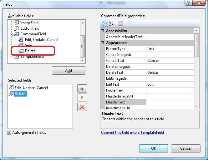 ηε object Eliminando registros de un GridView utilizando un DataTable