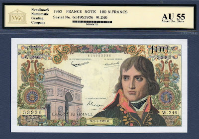 France currency banknotes values France 100 Nouveaux Francs Napoleon