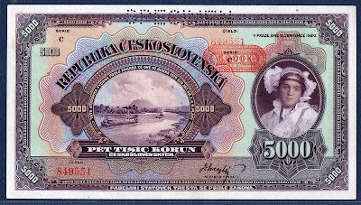 Czechoslovakia 5000 Korun banknote