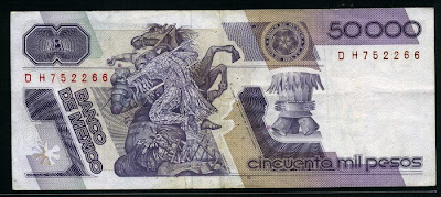 Mexico currency 50000 Pesos banknote Art Jorge González Camarena