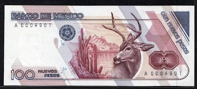 Paper Money Mexico 100 Nuevos Pesos
