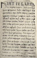 Old English manuscript showing the Old English alphabet letters