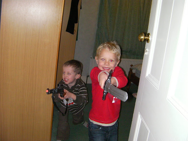 kids defending bedroom den against adult intruder