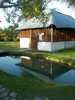 Cabaña y poza pequeñas