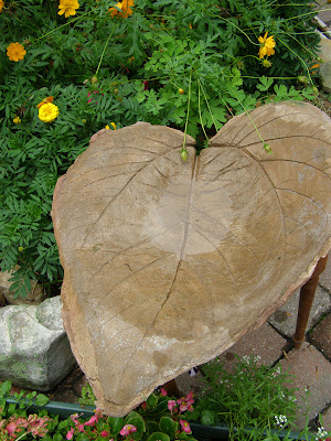 leaf embossed bird bath