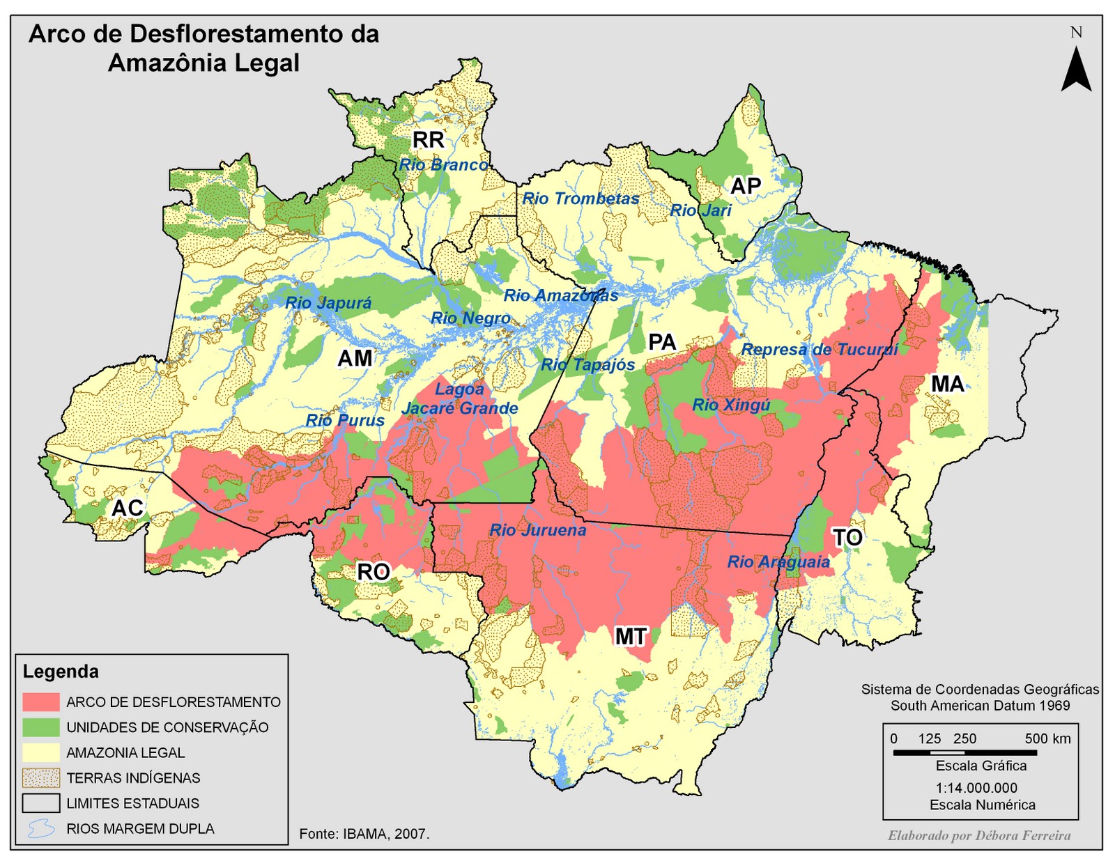 Mapeando Arco de desflorestamento da Amazônia