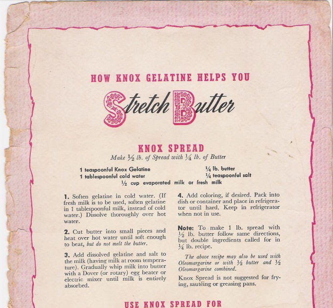 fyihotnews Vintage Knox Gelatine Recipes that Helps you Stetch Butter