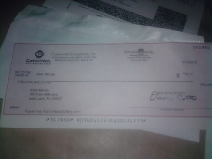 a check i got from inbox dollars