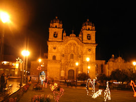 the plaza and a cathedral in Cusco